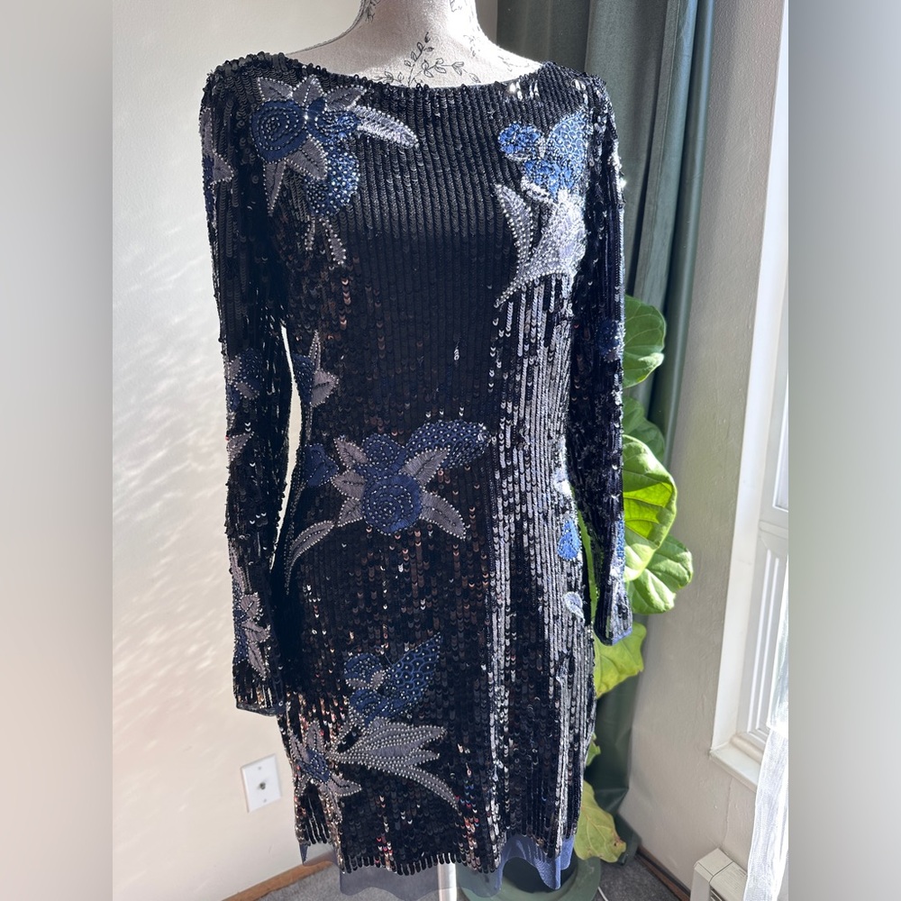 Aidan Mattox Beaded Sequin Cocktail Dress | US 8